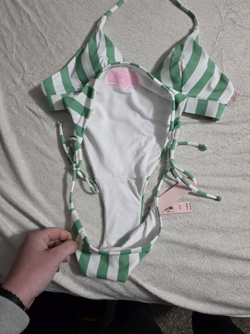 Victoria'a Secret Green & White Striped  Bikini Set - Picture 2 of 3